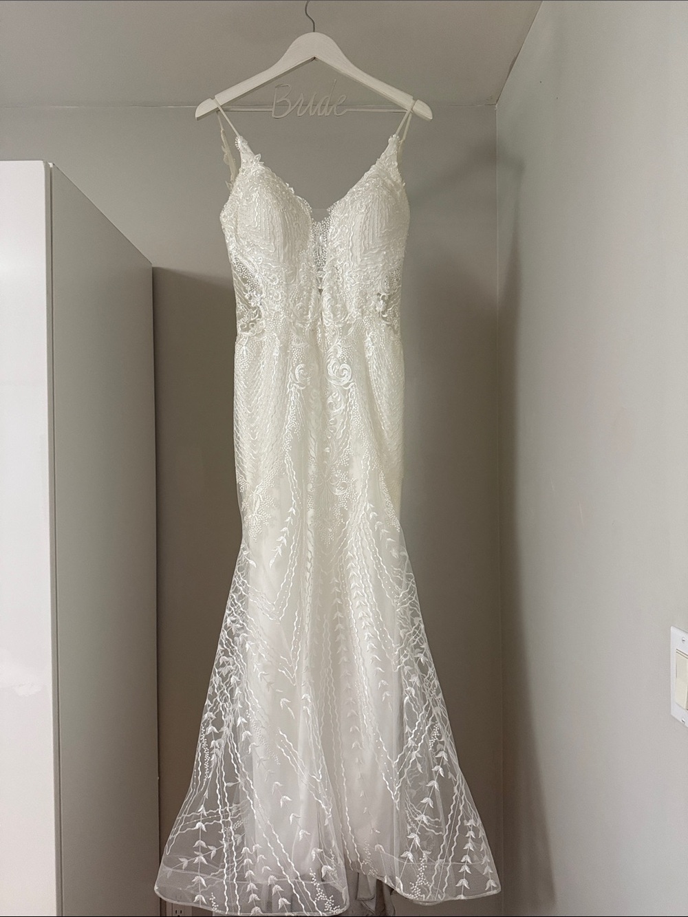 Lace Bridal Gown with Sheer Embroidered Overlay